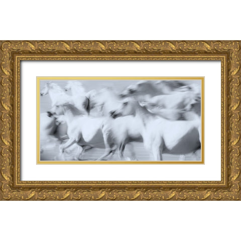 Herd of White Arabian Mares Gold Ornate Wood Framed Art Print with Double Matting by Leinemann, Ulrike