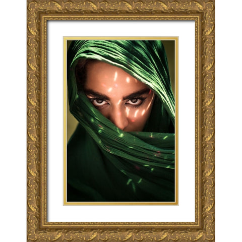 Fateme Gold Ornate Wood Framed Art Print with Double Matting by Mokhtari, Mehdi