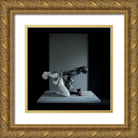 Nonverbal 5/8 Qbe Foundq Gold Ornate Wood Framed Art Print with Double Matting by woodplane