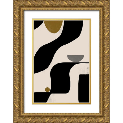 Abstract Art No2. Gold Ornate Wood Framed Art Print with Double Matting by The Miuus Studio
