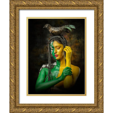 QUEEN OF BLACK MAGIC Gold Ornate Wood Framed Art Print with Double Matting by Bhattacharyya, Partha