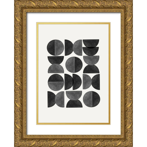 Mid Century-Geometric Gold Ornate Wood Framed Art Print with Double Matting by The Miuus Studio