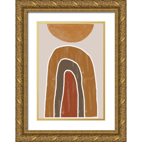 Abstract Rainbow Gold Ornate Wood Framed Art Print with Double Matting by The Miuus Studio