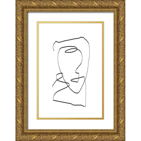 Abstract Head No1. Gold Ornate Wood Framed Art Print with Double Matting by The Miuus Studio