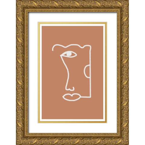 Abstract Head No2. Gold Ornate Wood Framed Art Print with Double Matting by The Miuus Studio
