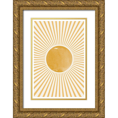 Boho Sun Gold Ornate Wood Framed Art Print with Double Matting by The Miuus Studio