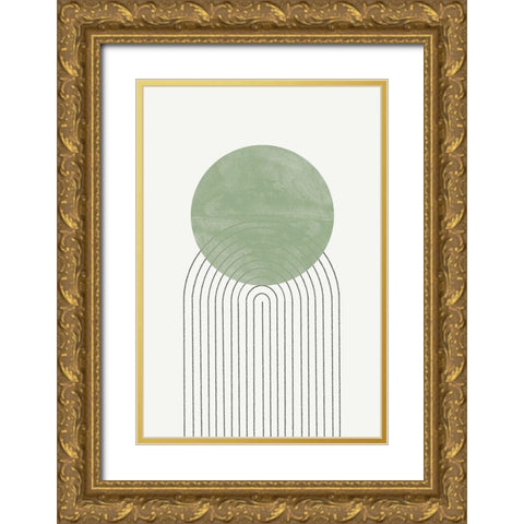 Green Moon No1. Gold Ornate Wood Framed Art Print with Double Matting by The Miuus Studio