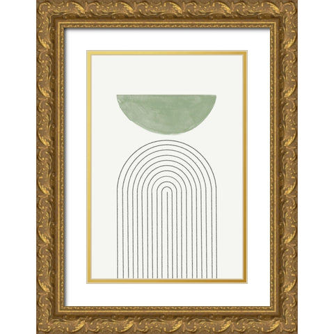 Green Moon No3. Gold Ornate Wood Framed Art Print with Double Matting by The Miuus Studio