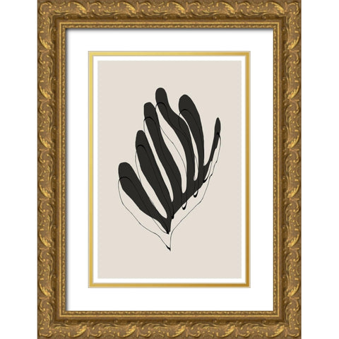 Modern Flower Gold Ornate Wood Framed Art Print with Double Matting by The Miuus Studio