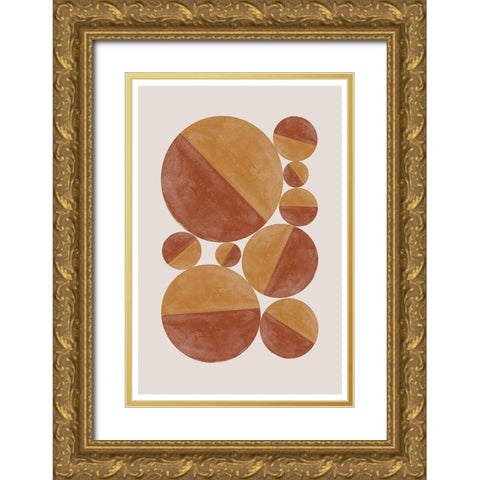 Burnt Orange Bols Gold Ornate Wood Framed Art Print with Double Matting by The Miuus Studio