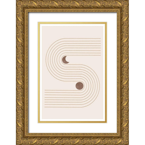 Boho Arch Gold Ornate Wood Framed Art Print with Double Matting by The Miuus Studio