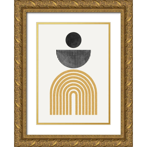 Midcentury Composition Gold Ornate Wood Framed Art Print with Double Matting by The Miuus Studio