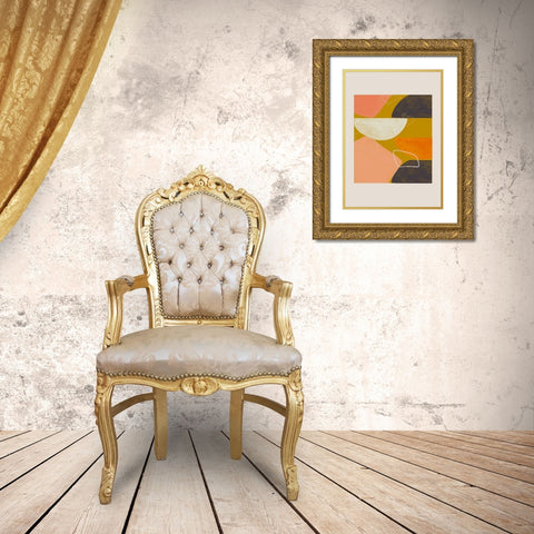 Abstract Composition Gold Ornate Wood Framed Art Print with Double Matting by The Miuus Studio
