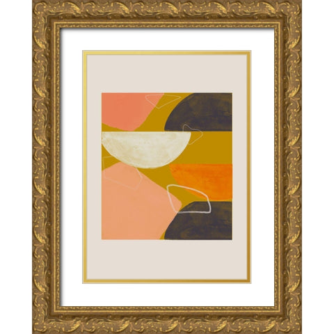 Abstract Composition Gold Ornate Wood Framed Art Print with Double Matting by The Miuus Studio