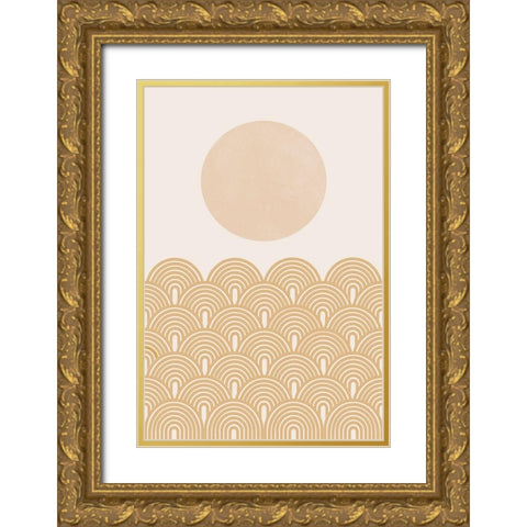 Retro Summer Gold Ornate Wood Framed Art Print with Double Matting by The Miuus Studio