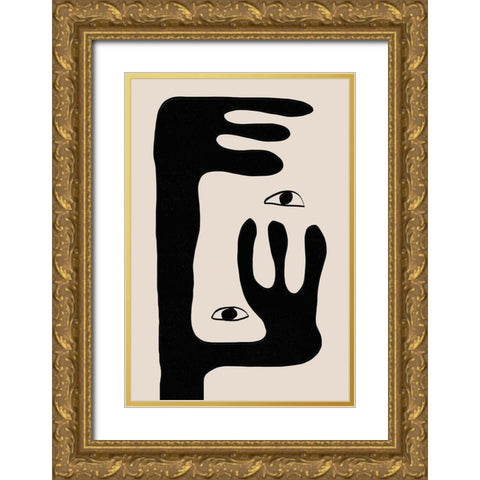 Abstract Face No2. Gold Ornate Wood Framed Art Print with Double Matting by The Miuus Studio