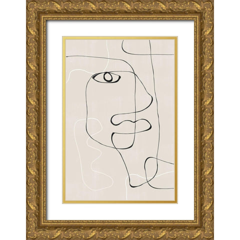 Abstract Face No1. Gold Ornate Wood Framed Art Print with Double Matting by The Miuus Studio
