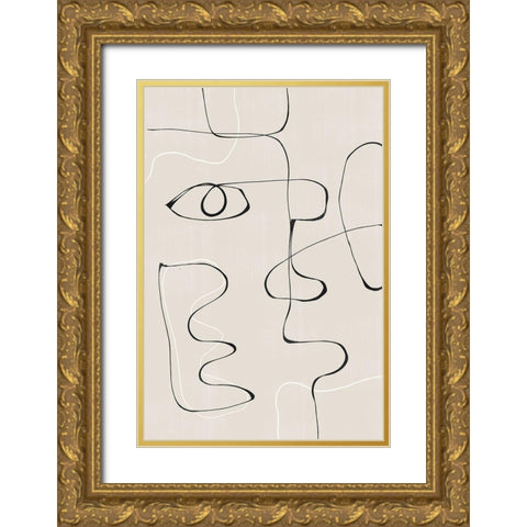 Abstract Face No2. Gold Ornate Wood Framed Art Print with Double Matting by The Miuus Studio