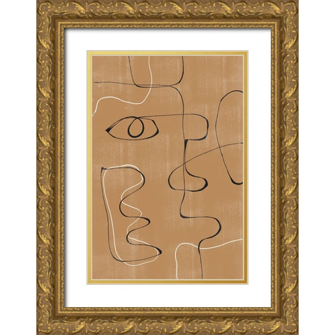Abstract Face No3. Gold Ornate Wood Framed Art Print with Double Matting by The Miuus Studio