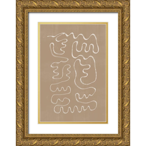 Abstract Lines No1. Gold Ornate Wood Framed Art Print with Double Matting by The Miuus Studio