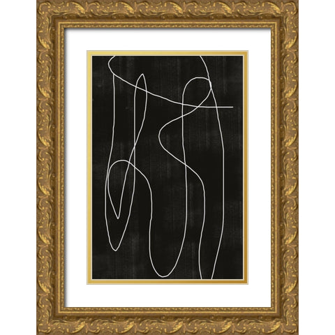 Abstract Line No2. Gold Ornate Wood Framed Art Print with Double Matting by The Miuus Studio