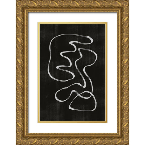 Abstract Line No3. Gold Ornate Wood Framed Art Print with Double Matting by The Miuus Studio