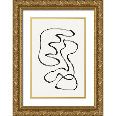 Abstract Line No4. Gold Ornate Wood Framed Art Print with Double Matting by The Miuus Studio
