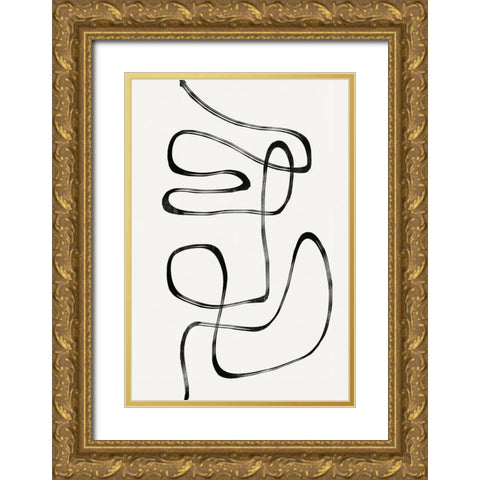 Abstract Line No5. Gold Ornate Wood Framed Art Print with Double Matting by The Miuus Studio