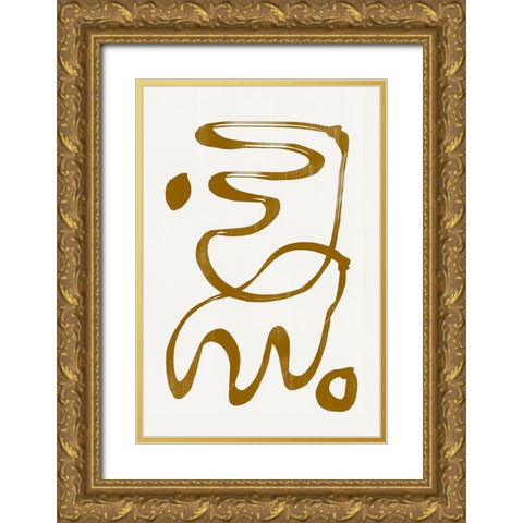 Abstract Line No6. Gold Ornate Wood Framed Art Print with Double Matting by The Miuus Studio