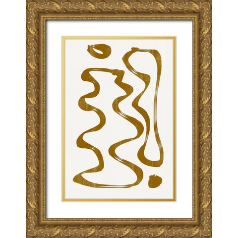 Abstract Line No7. Gold Ornate Wood Framed Art Print with Double Matting by The Miuus Studio