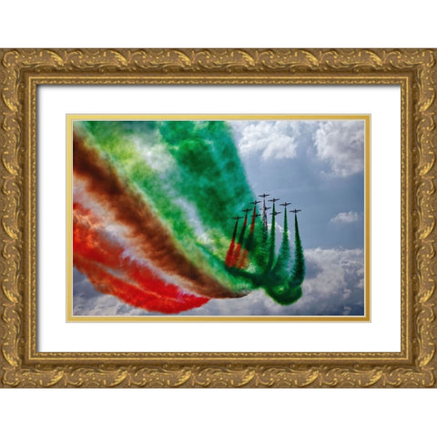 Frecce Tricolori Gold Ornate Wood Framed Art Print with Double Matting by Vizzari, Giuseppe