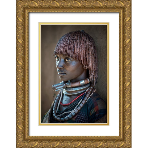 Hamar Woman Gold Ornate Wood Framed Art Print with Double Matting by Cole, Trevor