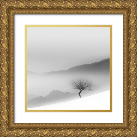 Cold Gold Ornate Wood Framed Art Print with Double Matting by Nodeh, Mostafa
