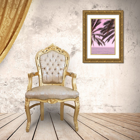 Palm Pink_001 Gold Ornate Wood Framed Art Print with Double Matting by 1x Studio III