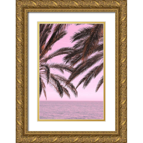 Palm Pink_001 Gold Ornate Wood Framed Art Print with Double Matting by 1x Studio III