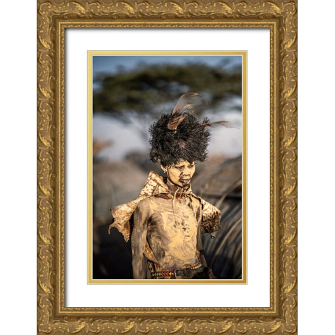 Dassenech Man Gold Ornate Wood Framed Art Print with Double Matting by Cole, Trevor