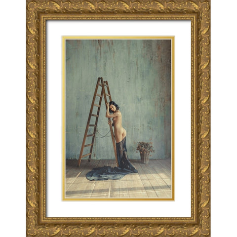 Belle Fleur Gold Ornate Wood Framed Art Print with Double Matting by InTheMoment