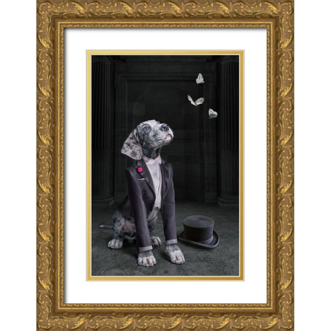 LordDog Gold Ornate Wood Framed Art Print with Double Matting by Egger, Marcel