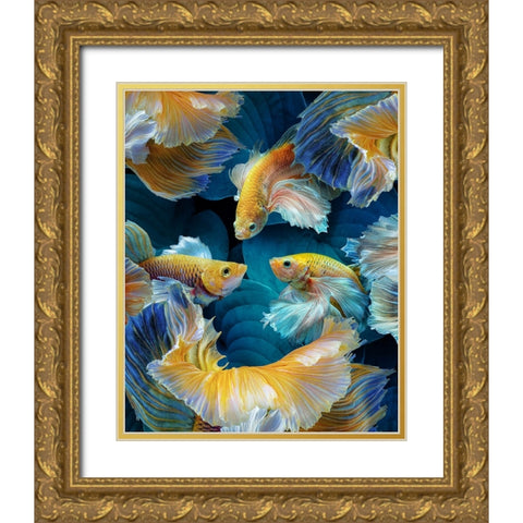 Colorfish Gold Ornate Wood Framed Art Print with Double Matting by Egger, Marcel