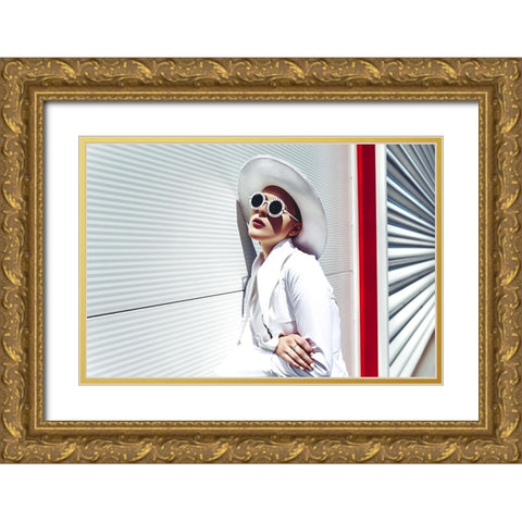 Crossing the Red Line Gold Ornate Wood Framed Art Print with Double Matting by Bolgov (Axe), Ruslan