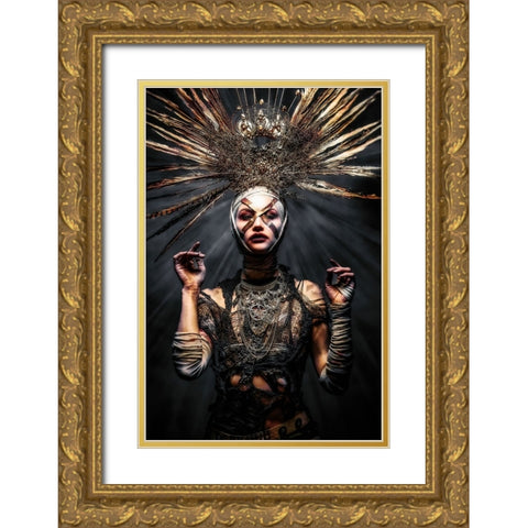 We come in peace Gold Ornate Wood Framed Art Print with Double Matting by Tesching, Klaus