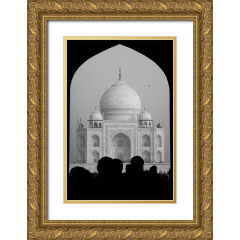 First sight of the Taj Mahal Gold Ornate Wood Framed Art Print with Double Matting by Raif, Joshua