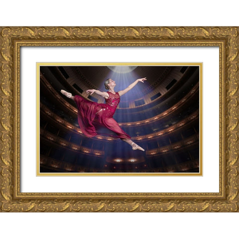 Ballerinarouge Gold Ornate Wood Framed Art Print with Double Matting by Egger, Marcel