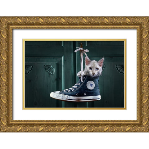 Catshoe Gold Ornate Wood Framed Art Print with Double Matting by Egger, Marcel