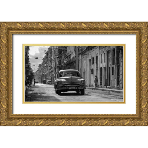 Havana in Black a White Gold Ornate Wood Framed Art Print with Double Matting by Einhorn, Itzik