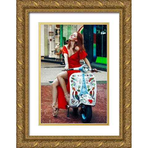 Enjoy in every moment of your ride Gold Ornate Wood Framed Art Print with Double Matting by Bolgov (Axe), Ruslan