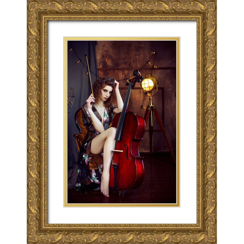 Music is my sweetest escape Gold Ornate Wood Framed Art Print with Double Matting by Bolgov (Axe), Ruslan