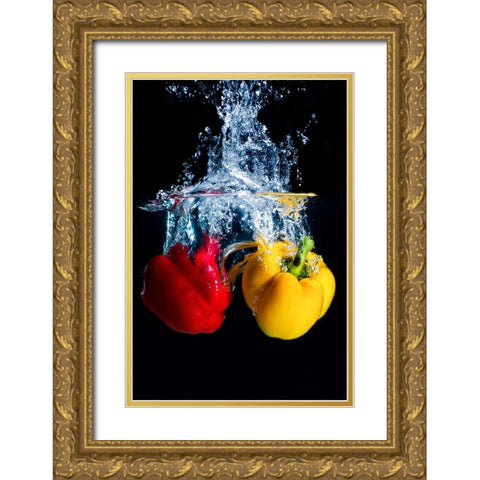 Experiment qwater and fruitq Gold Ornate Wood Framed Art Print with Double Matting by Mamangkey, Grand