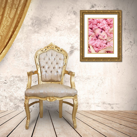 pink lady Gold Ornate Wood Framed Art Print with Double Matting by Allmaier, Michael