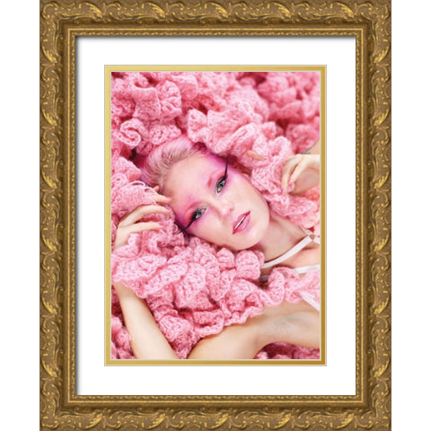 pink lady Gold Ornate Wood Framed Art Print with Double Matting by Allmaier, Michael